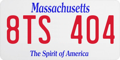 MA license plate 8TS404