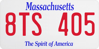 MA license plate 8TS405