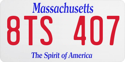 MA license plate 8TS407