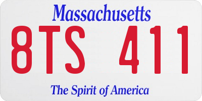 MA license plate 8TS411