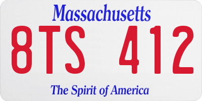MA license plate 8TS412
