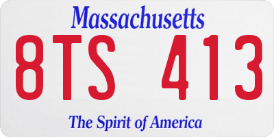 MA license plate 8TS413