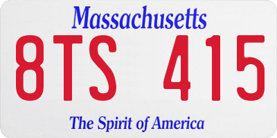 MA license plate 8TS415