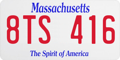 MA license plate 8TS416