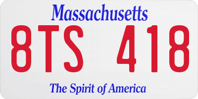 MA license plate 8TS418