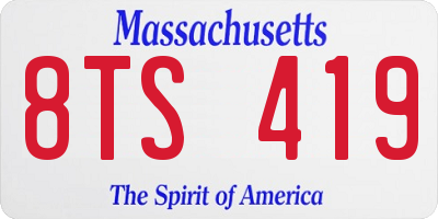 MA license plate 8TS419