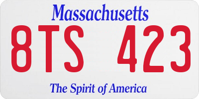 MA license plate 8TS423