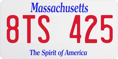 MA license plate 8TS425