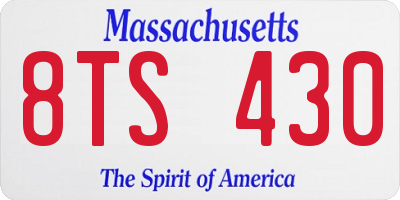 MA license plate 8TS430