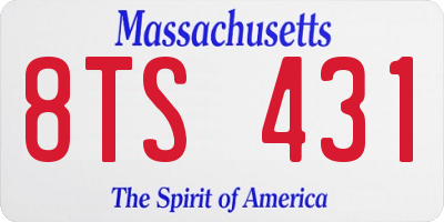 MA license plate 8TS431