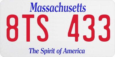 MA license plate 8TS433
