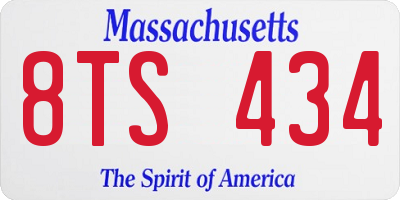 MA license plate 8TS434