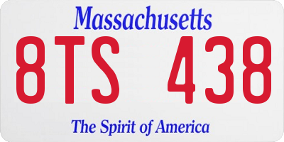 MA license plate 8TS438