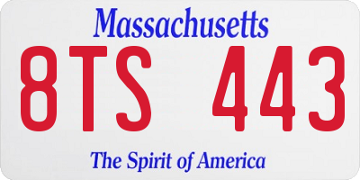 MA license plate 8TS443