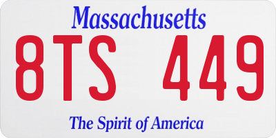 MA license plate 8TS449