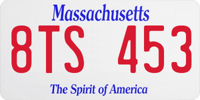 MA license plate 8TS453