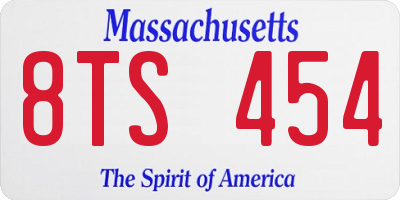 MA license plate 8TS454