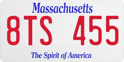 MA license plate 8TS455