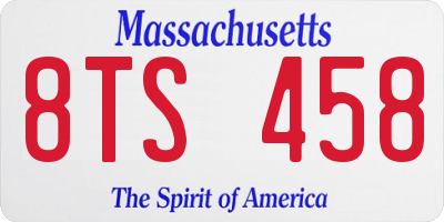 MA license plate 8TS458