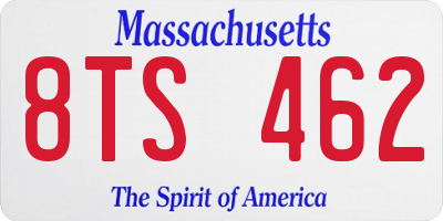 MA license plate 8TS462