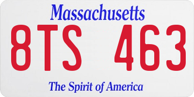 MA license plate 8TS463