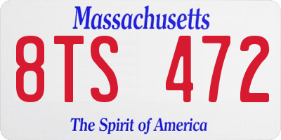 MA license plate 8TS472