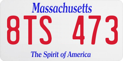 MA license plate 8TS473