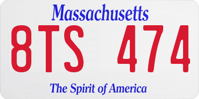 MA license plate 8TS474