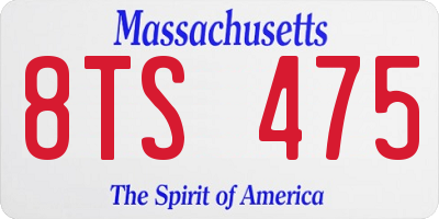 MA license plate 8TS475