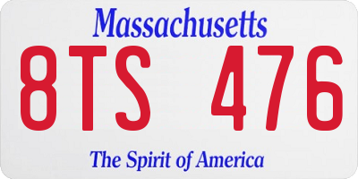 MA license plate 8TS476