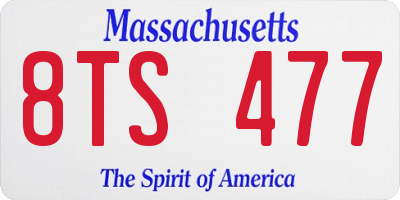 MA license plate 8TS477