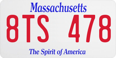 MA license plate 8TS478