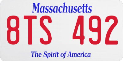 MA license plate 8TS492
