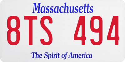 MA license plate 8TS494