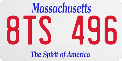 MA license plate 8TS496