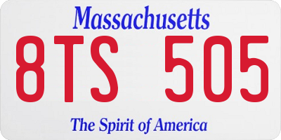 MA license plate 8TS505