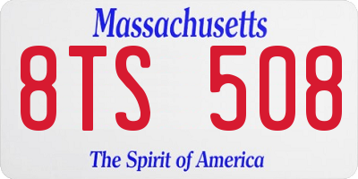 MA license plate 8TS508