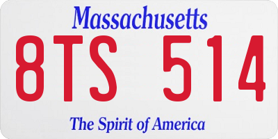 MA license plate 8TS514