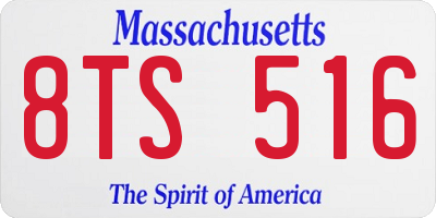 MA license plate 8TS516