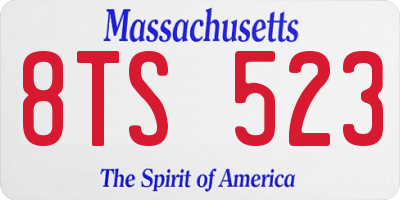 MA license plate 8TS523