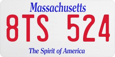MA license plate 8TS524