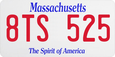 MA license plate 8TS525