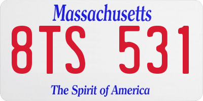 MA license plate 8TS531