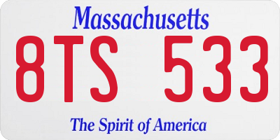 MA license plate 8TS533