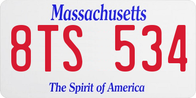MA license plate 8TS534