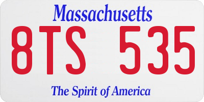 MA license plate 8TS535