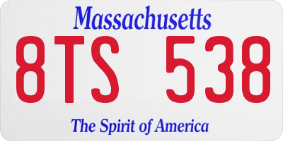 MA license plate 8TS538