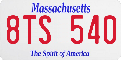 MA license plate 8TS540