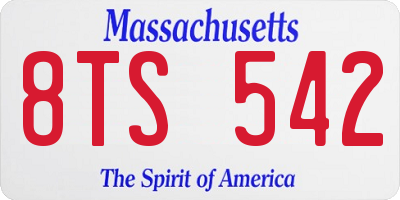 MA license plate 8TS542