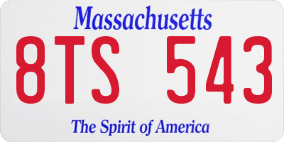 MA license plate 8TS543